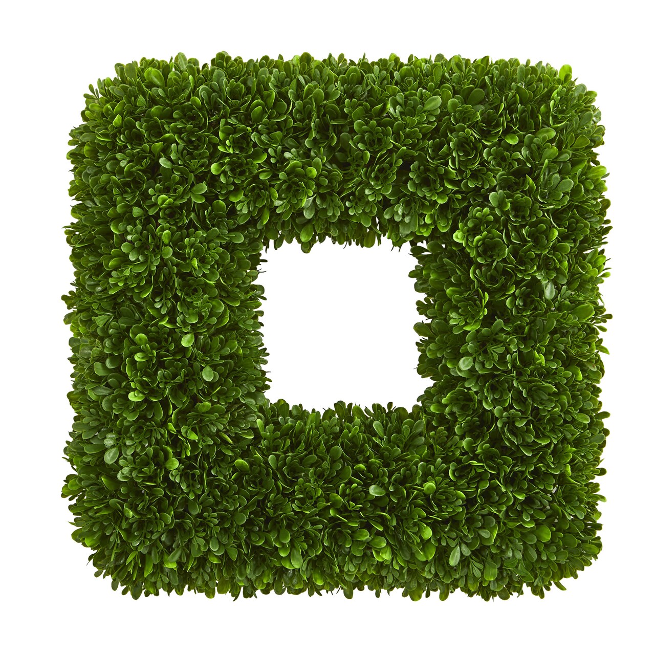 Nearly Natural Artificial Tea Leaf Square Outdoor Spring Wreath, 17-Inch, Unlit